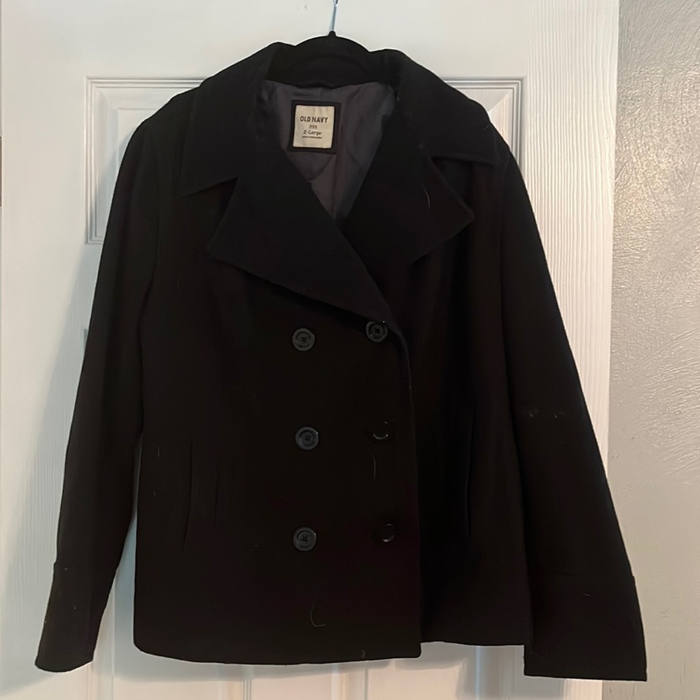 XL Old Navy Black Wool Pea Coat